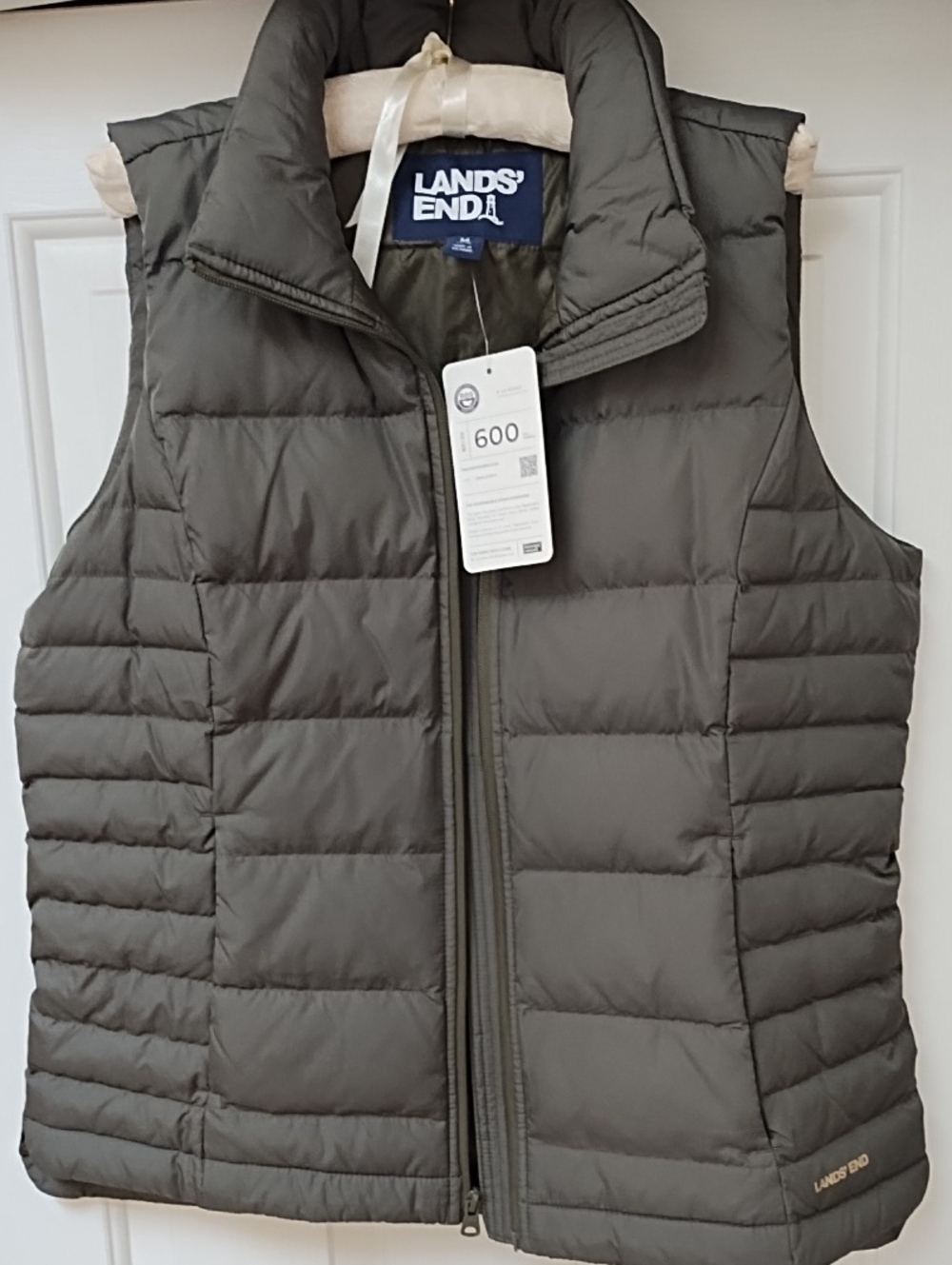 Lands' End Olive/Camo Green Down Puffer Vest NWT!